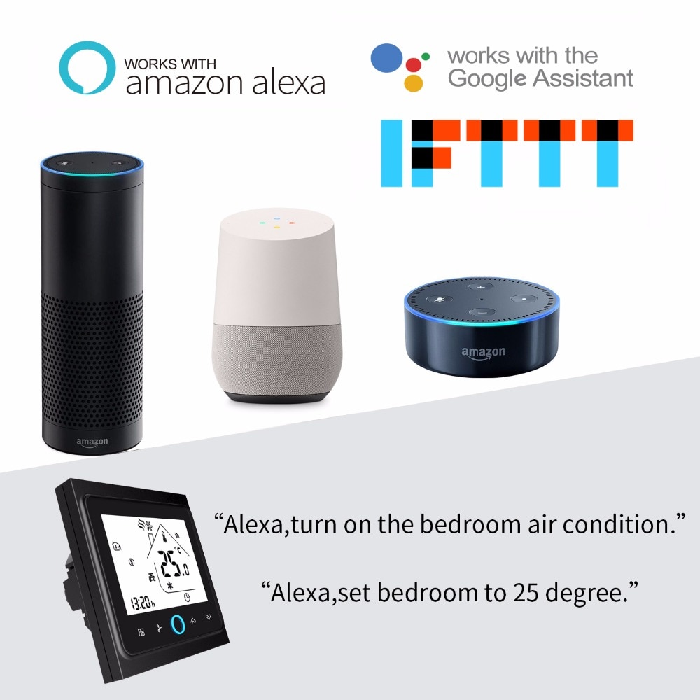 Termostato inteligente wifi para calefacción eléctrica o de agua, control voz Alexa Google Home -16A - Imagen 2