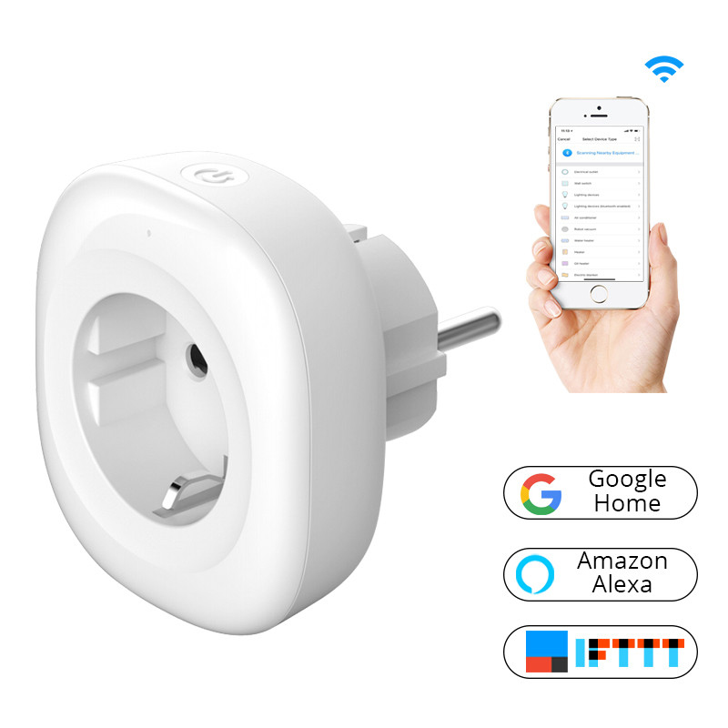 Enchufe WiFi inteligente con salida USB 5V, control por voz Alexa Google