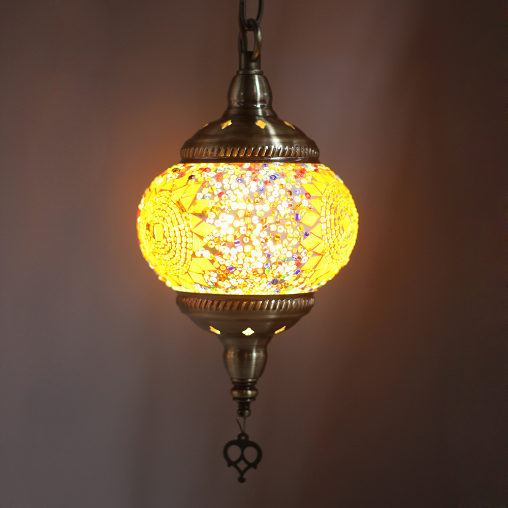 Lámpara echa a mano con mosaicos de cristal colores estilo árabe marroquí, portalámparas E27. - Imagen 3