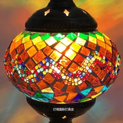 Lámpara echa a mano con mosaicos de cristal colores estilo árabe marroquí, portalámparas E27. - Imagen 21