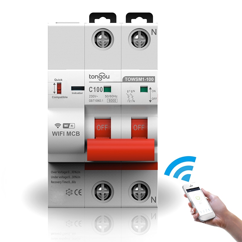 Interruptor magnetotérmico para cuadro eléctrico con rearme automático y control inteligente Wifi