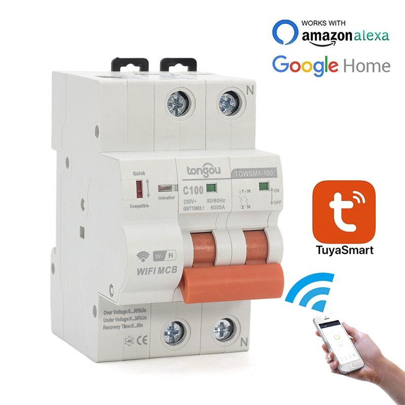 Interruptor magnetotérmico para cuadro eléctrico con rearme automático y control inteligente Wifi