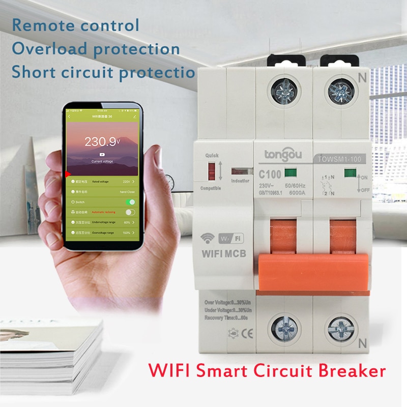 Interruptor magnetotérmico para cuadro eléctrico con rearme automático y control inteligente Wifi
