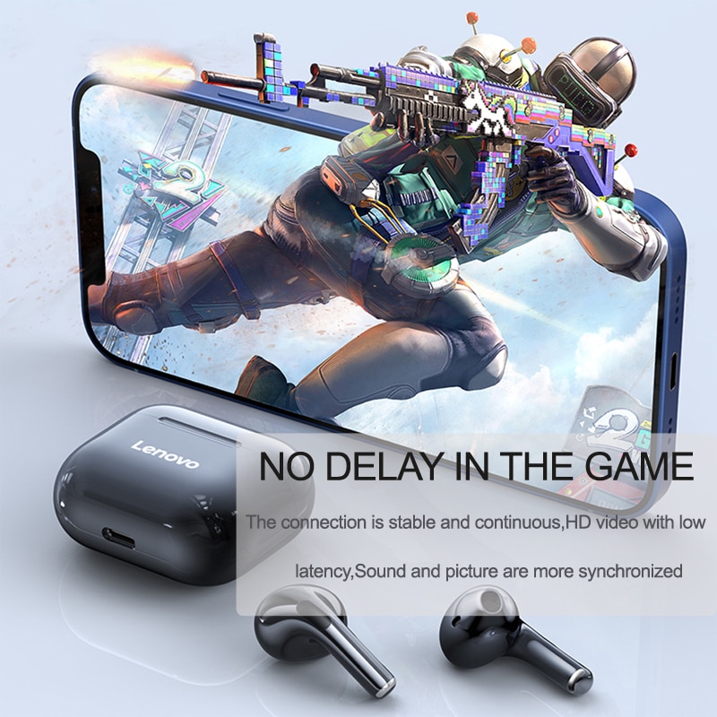 Lenovo-auriculares inalámbricos LP40 con Bluetooth 5.0, auriculares TWS con reducción de ruido, táctil. - Imagen 6