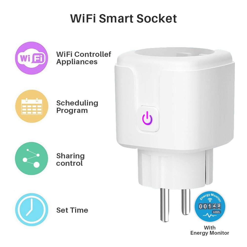 Enchufe inteligente con WiFi, Monitor de potencia de 16A, función de sincronización, compatible Tuya SmartLife, funciona con Alexa, asistente de Google - Imagen 4