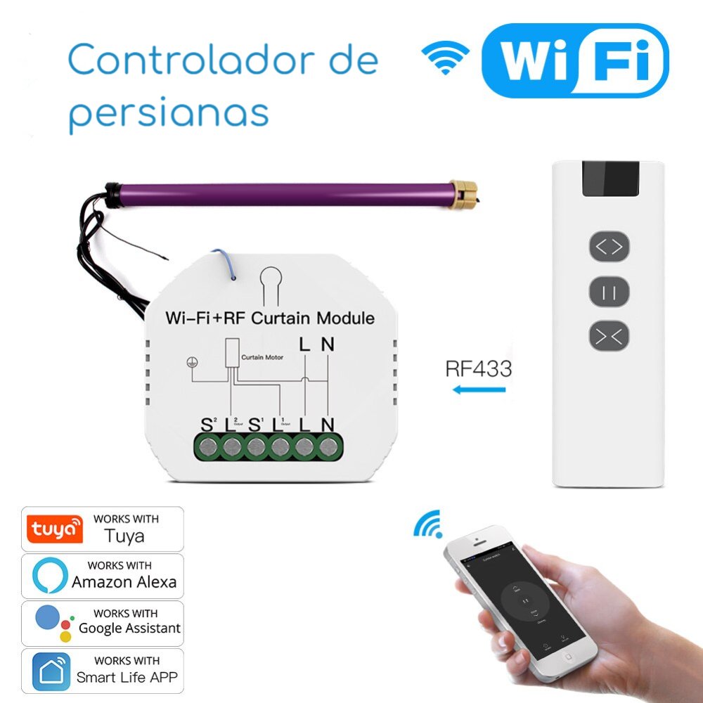 Módulo de Cortina Inteligente WiFi para Persianas Enrollables Motorizadas