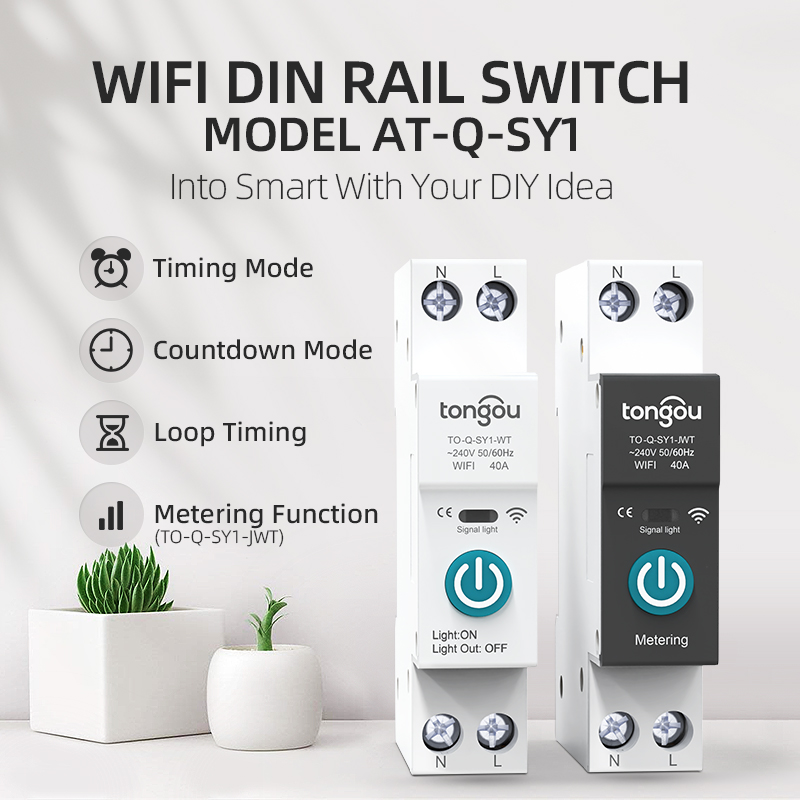 Interruptor inteligente carril DIN wifi, compatible TUYA, control por voz Alexa y Google - Imagen 2